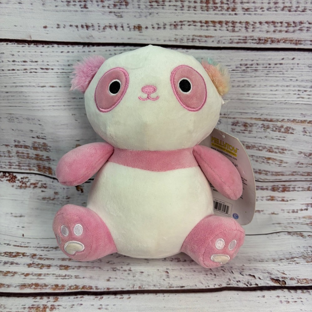 Squishmallows Pink Plush Kaldette Panda Bear Squeezemallows‎ Rainbow Ears w/ tag